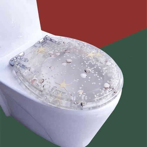 Toilettensitz, langsam schließender Toilettensitz Slow Close Toilet Seat Resin Multicolor 42x36cm Quick Release Easy Clean(Style-13) von YUEKOPOU