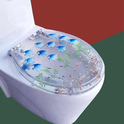 Toilettensitz, langsam schließender Toilettensitz Slow Close Toilet Seat Resin Multicolor 42x36cm Quick Release Easy Clean(Style-14) von YUEKOPOU