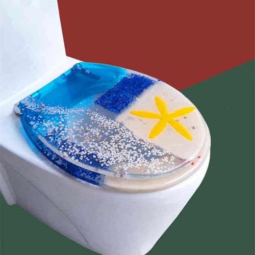 Toilettensitz, langsam schließender Toilettensitz Slow Close Toilet Seat Resin Multicolor 42x36cm Quick Release Easy Clean(Style-3) von YUEKOPOU