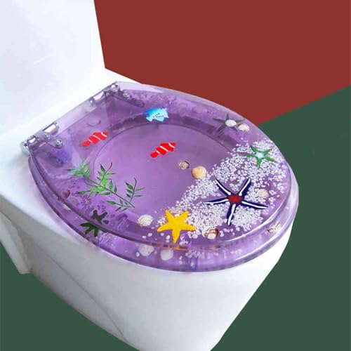 Toilettensitz, langsam schließender Toilettensitz Slow Close Toilet Seat Resin Multicolor 42x36cm Quick Release Easy Clean(Style-5) von YUEKOPOU