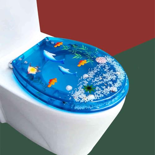 Toilettensitz, langsam schließender Toilettensitz Slow Close Toilet Seat Resin Multicolor 42x36cm Quick Release Easy Clean(Style-6) von YUEKOPOU