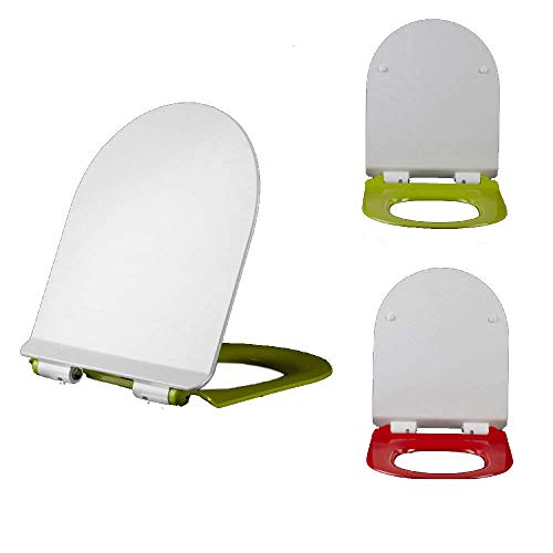 Toilettensitz, langsam schließender Toilettensitz Toilet Seat U-Shaped Cover Multicolor 40-48.5x36cm With Slow Closing Adjustable Hinges(Red) von YUEKOPOU