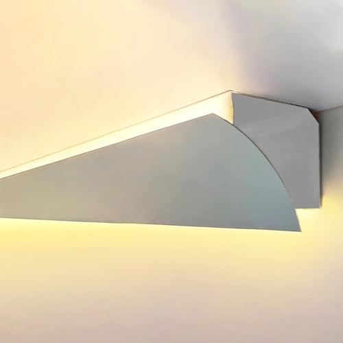 YUEKOPOU Deckenleiste, Fußleistenkanal, Aluminum Crown Moulding LED Channel Multiple Sizes(2.4 m/7.8 ft) von YUEKOPOU