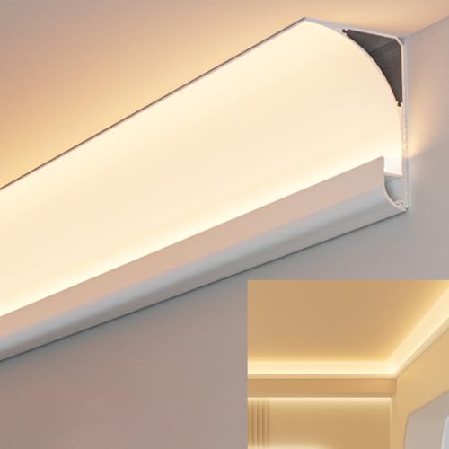 YUEKOPOU Deckenleiste, Fußleistenkanal, Aluminum LED Skirting Channel Trim Wall Ceiling Edge Indirect Lighting Molding 6x8cm (1-10) m(2m/6.6ft) von YUEKOPOU