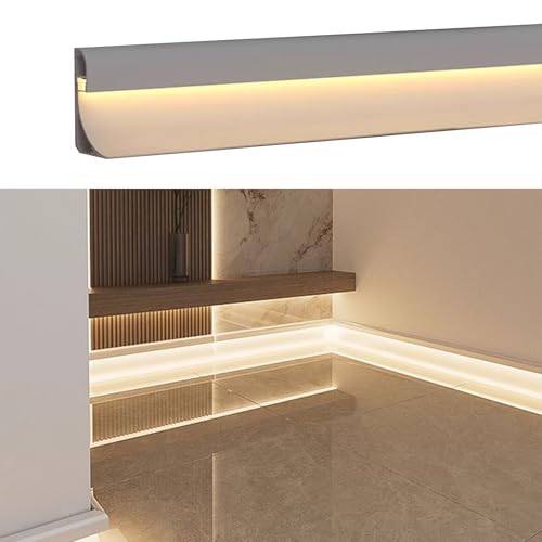 YUEKOPOU Deckenleiste, Fußleistenkanal, Aluminum LED Strip Channel Diffuser Baseboard Skirting White Multiple Sizes(6.5m (21.3ft)) von YUEKOPOU
