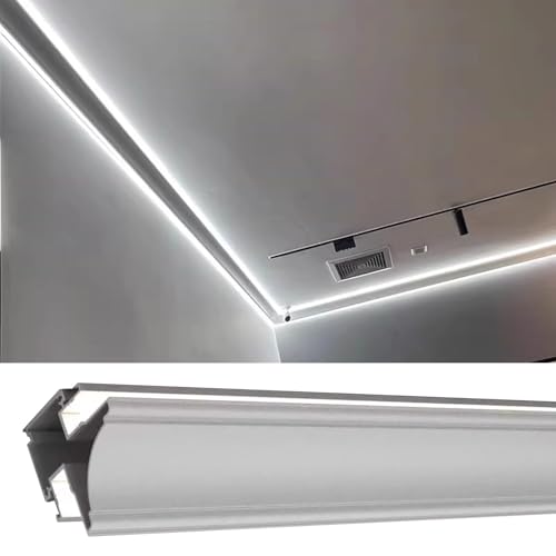 YUEKOPOU Deckenleiste, Fußleistenkanal, Ceiling Crown Molding Double LED Channel Aluminum Profile White Multiple Sizes(9 m/29.5 ft) von YUEKOPOU