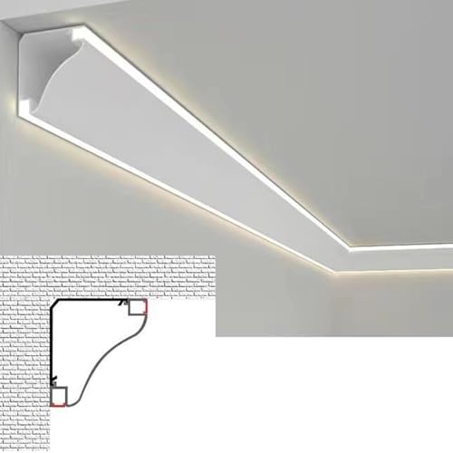 YUEKOPOU Deckenleiste, Fußleistenkanal, Coving for Ceilings LED Light Diffuser Crown Molding Aluminum Channel 6.9x6.9cm 1-30m(18 m/59 ft) von YUEKOPOU