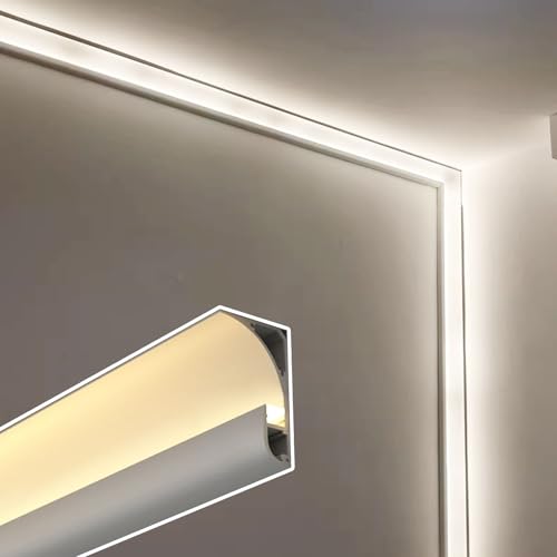 YUEKOPOU Deckenleiste, Fußleistenkanal, LED Aluminum Channel Crown Molding Wall Ceiling Edge TV Background Skirting Diffuser 1-30m(2.5 m/8.2 ft) von YUEKOPOU