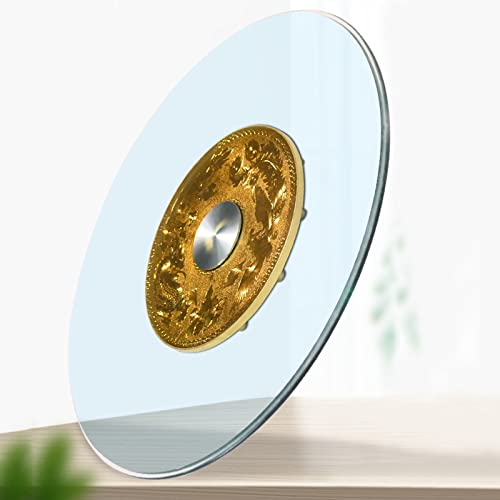 YUEKOPOU Esstisch aus gehärtetem Glas.Couchtisch mit Glasti Tempered Glass Round Turntable, Kitchen Dining Table Rotating Tray, Aluminum Alloy Bearing, Easy to Share All Food,(85cm) von YUEKOPOU