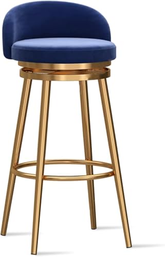 YUEKOPOU Esstischstühle Modern Velvet Bar Stools Set of Low Back Kitchen Counter Chairs with Gold Metal Legs for Home or Commercial Use(Blue,1 PCS) von YUEKOPOU