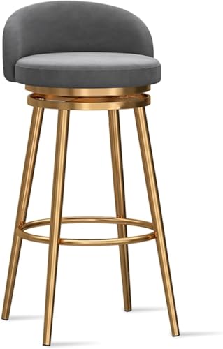 YUEKOPOU Esstischstühle Modern Velvet Bar Stools Set of Low Back Kitchen Counter Chairs with Gold Metal Legs for Home or Commercial Use(Grey,1 PCS) von YUEKOPOU