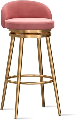 YUEKOPOU Esstischstühle Modern Velvet Bar Stools Set of Low Back Kitchen Counter Chairs with Gold Metal Legs for Home or Commercial Use(Pink,1 PCS) von YUEKOPOU