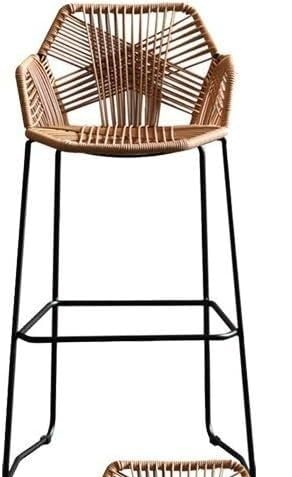 YUEKOPOU Esstischstühle Rattan Wicker High Bar Chair Set with Metal Base for Kitchen Pub Café Counter Set of 2 65cm Seat Height(6pcs,Heigh 65cm) von YUEKOPOU