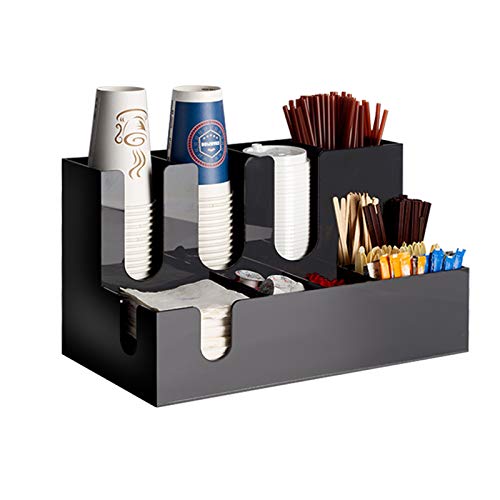 YUEKOPOU Kaffee-Organisator,Edelstahl-Tassen-Deckel-Halter, Kaffee-Gewürz-Organizer, 2 Ebenen, 8 Fächer, Acryl, Schwarz, mehrere Größen(A) von YUEKOPOU