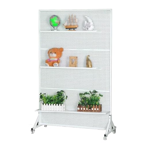 YUEKOPOU Metal Pegboard Display Stand with 20 Peg Hooks - Freestanding Organizer Rack for Retail Craft Shows Fairs(White,19.7x15.7x47.2in) von YUEKOPOU
