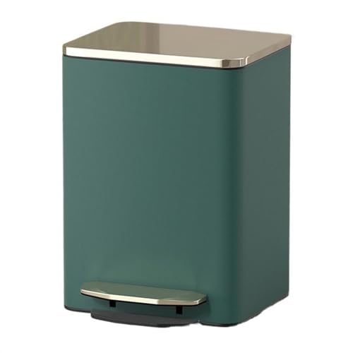YUEKOPOU Mülleimer, Stainless Steel Step Trash Can Lid PU Leather Soft Close Removable Bucket Multicolor 9-21L(Green,21L) von YUEKOPOU