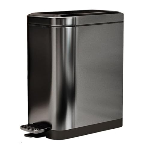 YUEKOPOU Mülleimer, Stainless Steel Trash Can With Step Pedal Soft Close Lid Multicolor Multiple Sizes(Black,7L) von YUEKOPOU