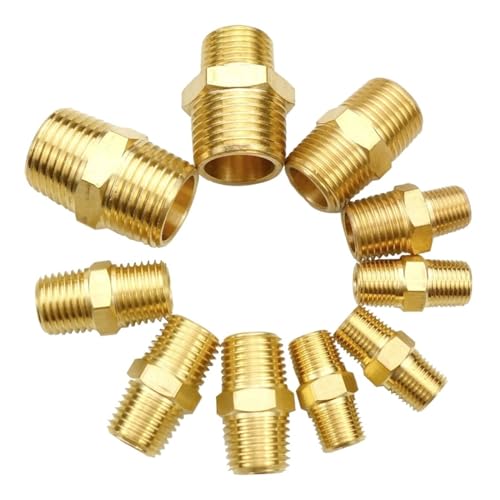 YUEKOPOU Sechskantnippel, Außengewindeanschluss Stainless Steel Hex Nipple Male Thread Connector BSP NPT Water Oil Air Multiple Sizes(3l8 NPT to 1l2 NPT) von YUEKOPOU