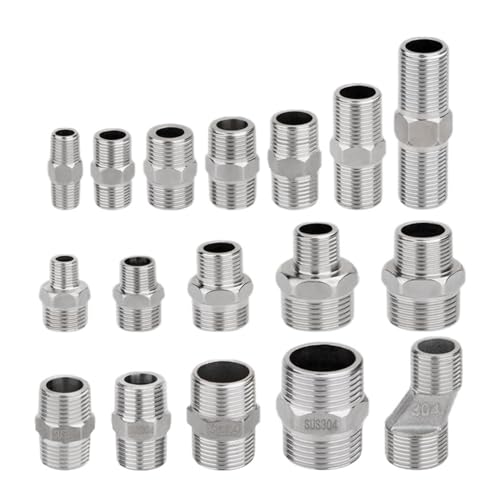 YUEKOPOU Sechskantnippel, Außengewindeanschluss Stainless Steel Male Hex Nipple Fitting Pack of 5 Multiple Sizes for Water Home Garden(Dn2034mm) von YUEKOPOU