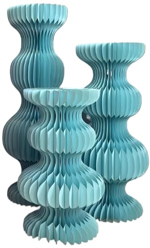 YUEKOPOU Tortenständer, faltbare Dessertständer, Papierkuch Cake Stands Cylinder Pedestal Pack of 3 Foldable Cardboard Multiple Sizes Multicolor(Blue) von YUEKOPOU