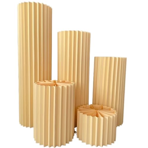 YUEKOPOU Tortenständer, faltbare Dessertständer, Papierkuch Cake Stands Dessert Display Cylinder Pedestals Pack of 5 Multicolor Cardboard with Acrylic Discs(Yellow) von YUEKOPOU