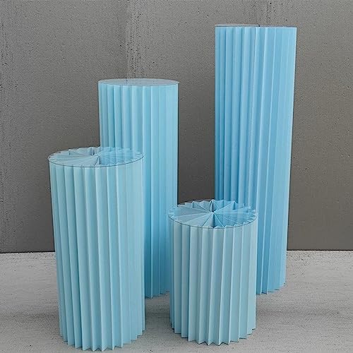 YUEKOPOU Tortenständer, faltbare Dessertständer, Papierkuch Foldable Cardboard Stands Acrylic Disc Pack of 4 for Dessert Display Wedding Birthday Party Multicolor(Light Blue) von YUEKOPOU