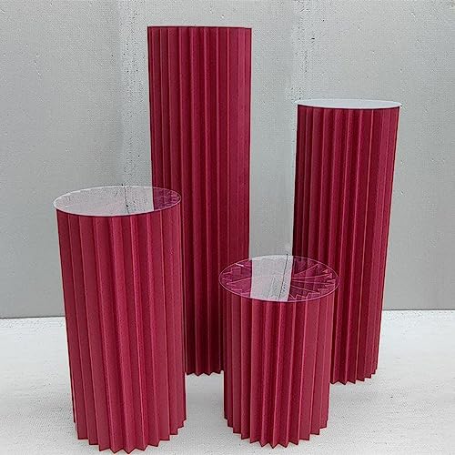 YUEKOPOU Tortenständer, faltbare Dessertständer, Papierkuch Foldable Cardboard Stands Acrylic Disc Pack of 4 for Dessert Display Wedding Birthday Party Multicolor(Wine Red) von YUEKOPOU