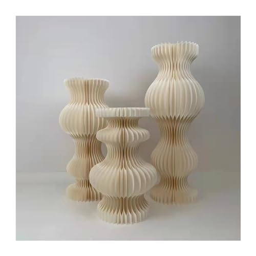 YUEKOPOU Tortenständer, faltbare Dessertständer, Papierkuch Foldable Paper Column Display Stands Pack of 3 for Cake Dessert Wedding Decoration, Beige and Red, 23.62-39.37 Inch(Beige) von YUEKOPOU