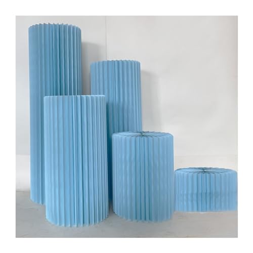 YUEKOPOU Tortenständer, faltbare Dessertständer, Papierkuch Foldable Paper Column Display Stands Pack of 5 with Acrylic Sheets 11.8in Multicolor(Blue) von YUEKOPOU