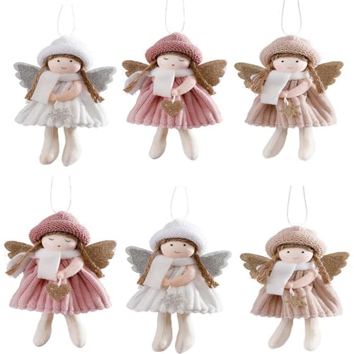 YUEKOPOU Weihnachts-Haarschmuck, Schneemann-Vorhangklammern Christmas Angel Doll Pendant Ornaments Pack of X 19cm Tree Hanging Decorations(6pcs) von YUEKOPOU