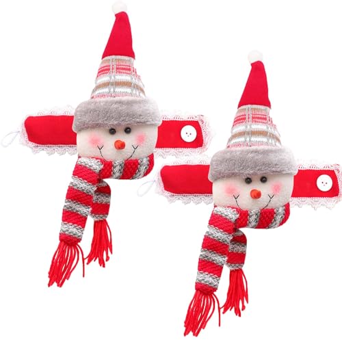 YUEKOPOU Weihnachts-Haarschmuck, Schneemann-Vorhangklammern Christmas Curtain Buckles Pack of 11 GNOME Snowman Elk Velvet Non-Woven Fabric(2pcssnowman Style) von YUEKOPOU