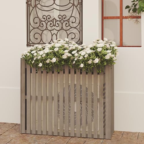 Zaunabdeckung, Holzzaunabdeckung, Wood AC Unit Cover Privacy Fence Flower Stand Multicolor Multiple Sizes(Grey,105x45x99cm) von YUEKOPOU