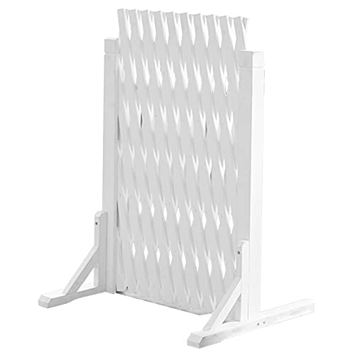 Zaunabdeckung, Holzzaunabdeckung, Wooden Expanding Trellis Fence Panel Free Standing White Multiple Sizes(W180cm x H82cm) von YUEKOPOU