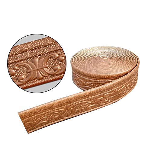 YUEMOL bordüre selbstklebend 10 m 3D Wand dekorative Fußleiste, Grenze selbstklebend wasserdicht (Color : Brown 10mx8cm) von YUEMOL