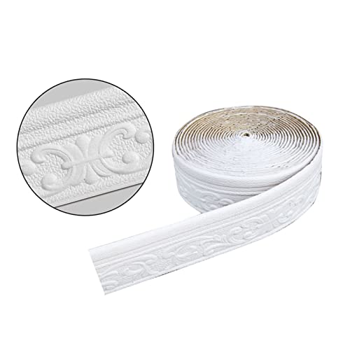 YUEMOL bordüre selbstklebend 10 m 3D Wand dekorative Fußleiste, Grenze selbstklebend wasserdicht (Color : White 10mx8cm) von YUEMOL