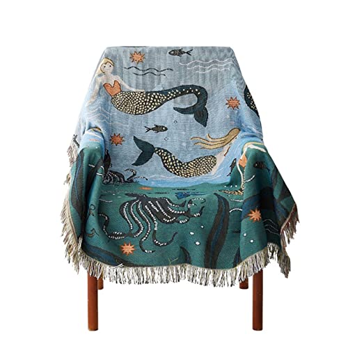 YUEMOL sofa decken China Textil Stadt Nordische Art Decke Meerjungfrau Muster Decke Bett Wohnzimmer Tapisserei Teppich Sofa Decke Steppdecke Decke BettPread-Funktion Dekorative Wurf Decke Sofa Handtuc von YUEMOL