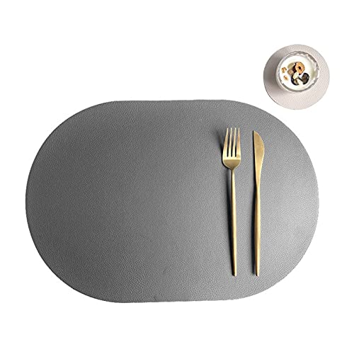 YUEMOL tischset Leder-Placemat, Untersetzer-Set Oval Plattenmatte PU Western-Tischsat Home ESS-Tisch-Matte (Set von 4) (Color : F, Size : 6PCS) von YUEMOL