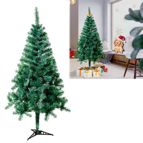 YUENFONG 120cm PVC Künstlicher Weihnachtsbaum Grün Schnellaufbau Klapp Tannenbaum mit Ständer Weihnachtsdeko Baum(Grün, 120cm) von YUENFONG