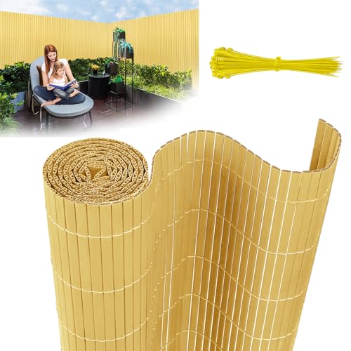 YUENFONG 120x500cm Sichtschutzmatte PVC Sichtschutzzaun Windschutz Gartensichtschutz mit Kabelbindern, für Balkon, Garten, Terrasse, Außenbereich, Bambus Farbe YUENFONG 120x500cm Sichtschutzmatte PVC Sichtschutzzaun Windschutz Gartensichtschutz mit Kabelbindern, für Balkon, Garten, Terrasse, Außenbereich, Bambus Farbe von YUENFONG