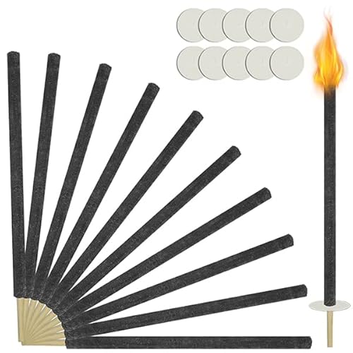 YUENFONG 25 Stück Wachsfackeln Gartenfackel 100 min Brenndauer Draußen fackeln mit Extra Langem Griff, für Weihnachten Neujahr Wanderung von YUENFONG