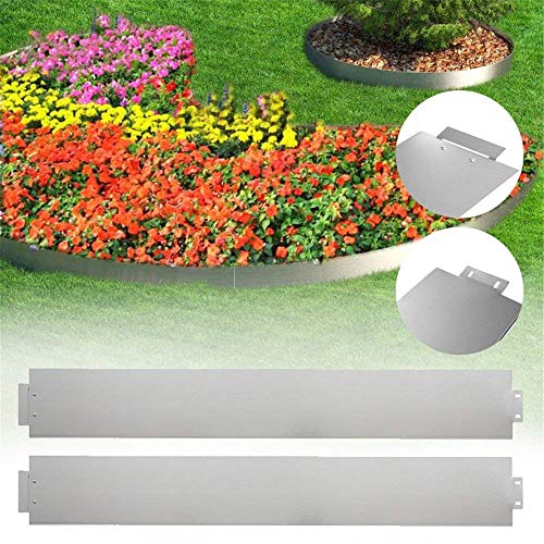 YUENFONG 30m Rasenkante Beeteinfassung Metall Verzinkt Beetabgrenzung Beetumrandung Mähkante Garden Border Palisade Gartendekorativ 100 cm x 18 cm (L x H), 30 Stücke von YUENFONG
