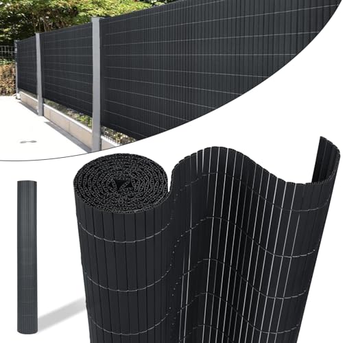YUENFONG 90x800cm Sichtschutzmatte PVC Sichtschutzzaun Windschutz Gartensichtschutz mit Kabelbindern, für Balkon, Garten, Terrasse, Außenbereich, Anthrazit von YUENFONG
