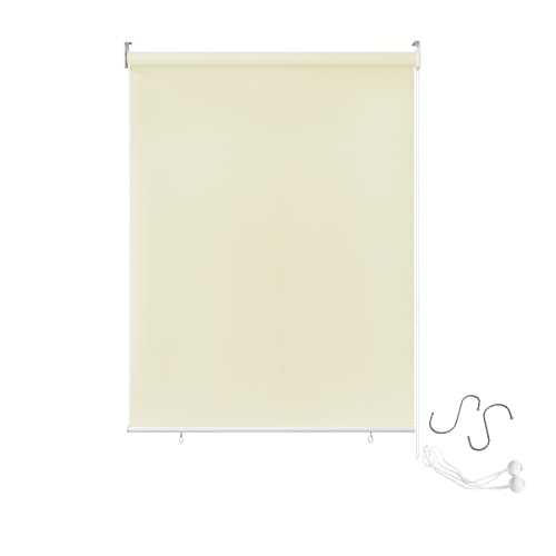 YUENFONG Außenrollo Balkon Sichtschutz Sonnenschutz Senkrechtmarkise Balkon Outdoor Rollo Beschattung UV Schutz (100 X 140cm, Beige) von YUENFONG