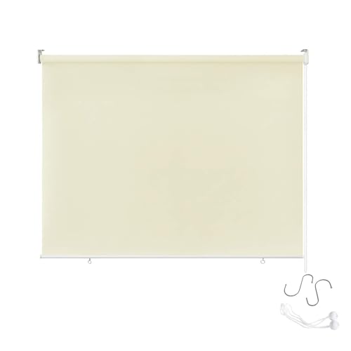 YUENFONG Außenrollo Balkon Sichtschutz Sonnenschutz Senkrechtmarkise Balkon Outdoor Rollo Beschattung UV Schutz (180 X 140cm, Beige) von YUENFONG