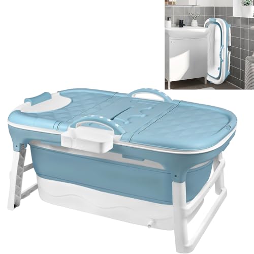 YUENFONG Badewanne Erwachsene Faltbare Bathtub Sitzbadewanne, Klappbare Duschewanne mit abnehmbar Abdeckung, PP Material und Kunststoff, Größe: 118 x 62 x 52 cm von YUENFONG