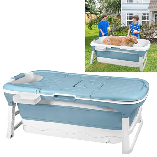 YUENFONG Badewanne Erwachsene Faltbare Bathtub Sitzbadewanne, Klappbare XL wanne mit abnehmbar Abdeckung, PP Material und Kunststoff, Größe: 128x 62 x 52 cm von YUENFONG