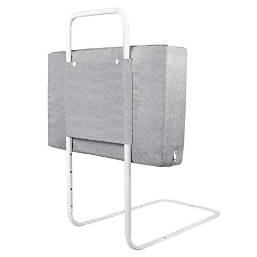 YUENFONG Bettgitter Bettschutzgitter 50cm Rausfallschutz für Kinder Höhenverstellbar Kinderbettgitter für Bett, 5-Loch Verstellbare Seitenschutz, 1 Stück, Leinen Grau. von YUENFONG