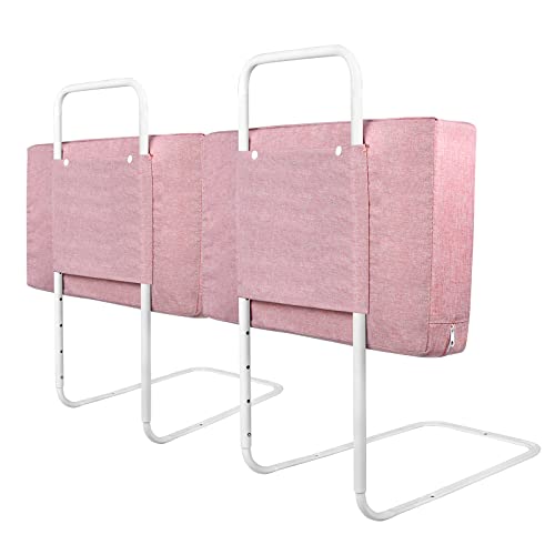 YUENFONG Bettgitter Bettschutzgitter 60cm Rausfallschutz für Kinder Höhenverstellbar Kinderbettgitter für Bett, 5-Loch Verstellbare Seitenschutz, 2 Stück, Kirschpulver. von YUENFONG