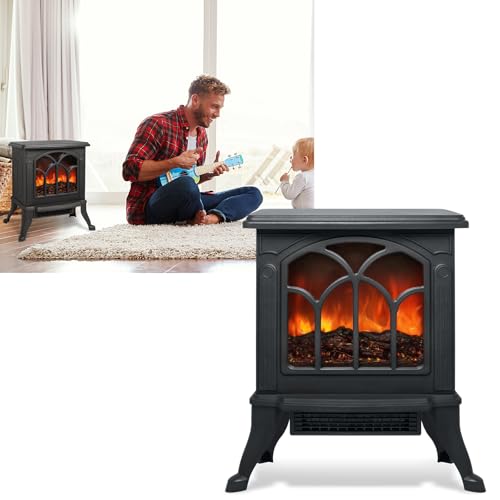 YUENFONG Elektrokamin mit Heizlüfter Elektrischer Standkamin, 750W/1500W Kaminofen Kaminfeuer Heizung inkl. LED Flammensimulation, Dekokamin Heizleistung, Schwarz YUENFONG Elektrokamin mit Heizlüfter Elektrischer Standkamin, 750W/1500W Kaminofen Kaminfeuer Heizung inkl. LED Flammensimulation, Dekokamin Heizleistung, Schwarz von YUENFONG