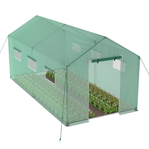 YUENFONG Gewächshaus Foliengewächshaus, 9㎡ Treibhaus Folientunnel mit Gitternetz Fenster & Tür, Tomatenhaus Winterfest Folienhaus inkl. Erdanker Seilen, 450x200x200cm YUENFONG Gewächshaus Foliengewächshaus, 9㎡ Treibhaus Folientunnel mit Gitternetz Fenster & Tür, Tomatenhaus Winterfest Folienhaus inkl. Erdanker Seilen, 450x200x200cm von YUENFONG